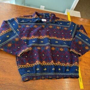 Vintage 90s Rogue Aztec Fleece Quarter Zip Pullover Southwestern Tribal XL